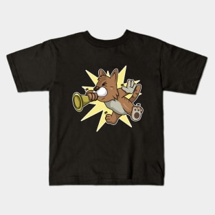 Cat as Musican with Trumpet Kids T-Shirt